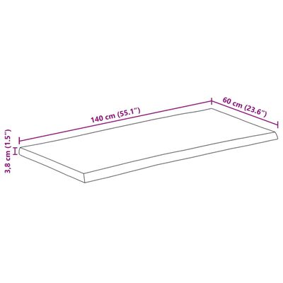 vidaXL Tafelblad met natuurlijke rand 140x60x3,8 cm massief mangohout