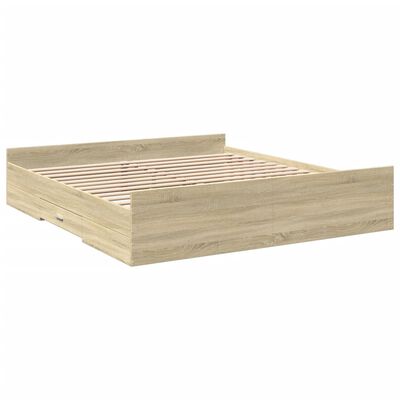 vidaXL Bedframe met lades bewerkt hout sonoma eikenkleurig 200x200 cm