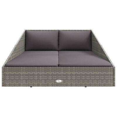 vidaXL Tuinbed 110x200 cm poly rattan grijs