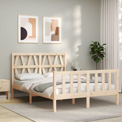 vidaXL Bedframe met hoofdbord massief hout