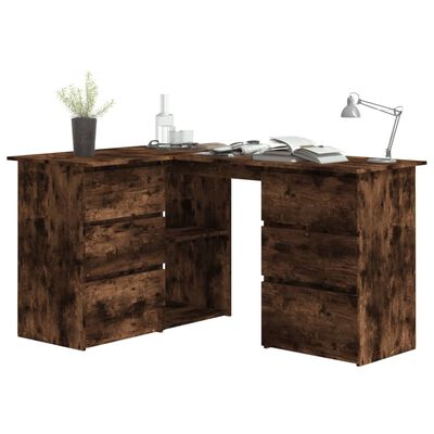 vidaXL Hoekbureau 145x100x76 cm bewerkt hout gerookt eikenkleurig