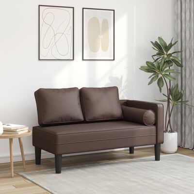 vidaXL Chaise longue met kussens kunstleer bruin