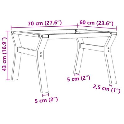 vidaXL Salontafelpoten Y-frame 70x60x43 cm gietijzer