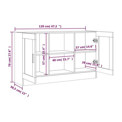 vidaXL Dressoir 120x30,5x70 cm bewerkt hout grijs sonoma eikenkleurig