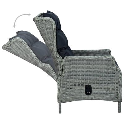 vidaXL 2-delige Loungeset met kussens poly rattan lichtgrijs