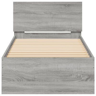 vidaXL Bedframe met hoofdbord en LED grijs sonoma eikenkleur 90x190 cm