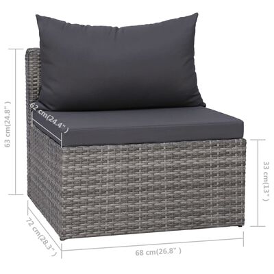 vidaXL 10-delige Loungeset met kussens poly rattan grijs