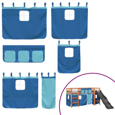 vidaXL Kinderhoogslaper met gordijnen 80x200 cm grenenhout blauw