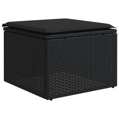 vidaXL 10-delige Loungeset met kussens poly rattan zwart