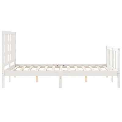 vidaXL Bedframe met hoofdbord massief hout wit