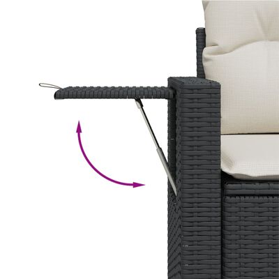 vidaXL 14-delige Loungeset met kussens poly rattan zwart