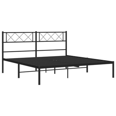 vidaXL Bedframe met hoofdbord metaal zwart 150x200 cm