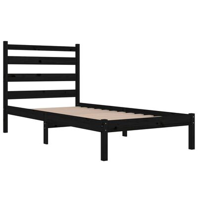 vidaXL Bedframe massief grenenhout zwart 75x190 cm