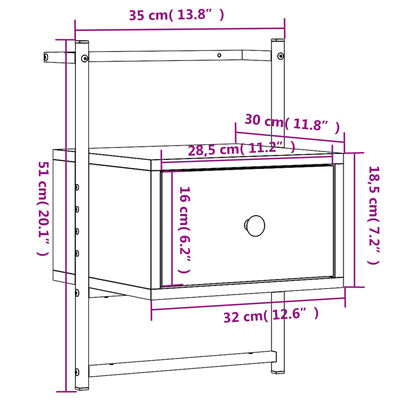 vidaXL Nachtkastjes 2 st wandgemonteerd 35x30x51 cm bewerkt hout zwart