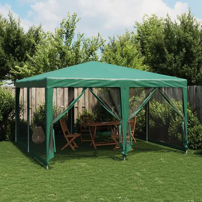 vidaXL Partytent met 8 mesh zijwanden 4x4 m HDPE groen