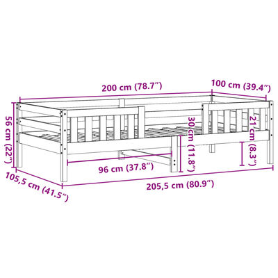 vidaXL Bedframe zonder matras massief grenenhout wasbruin 100x200 cm