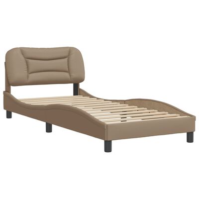 vidaXL Bedframe met hoofdbord kunstleer cappucinnokleurig 80x200 cm