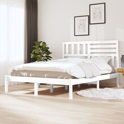 vidaXL Bedframe zonder matras massief grenenhout wit 150x200 cm