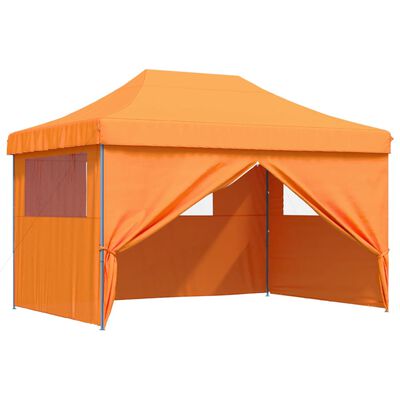 vidaXL Partytent inklapbaar pop-up met 4 zijwanden oranje