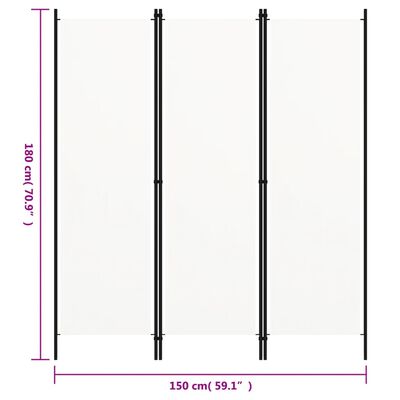 vidaXL Kamerscherm met 3 panelen 150x180 cm wit