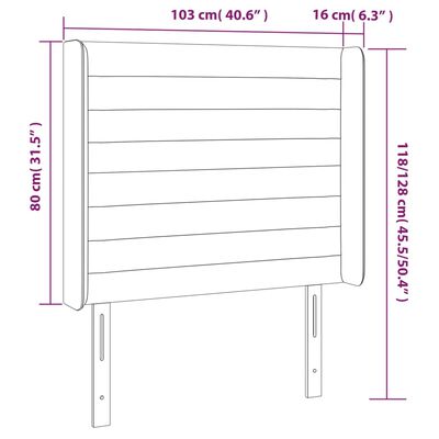 vidaXL Hoofdbord met randen 103x16x118/128 cm stof crèmekleurig