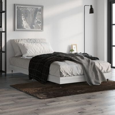 vidaXL Bedframe bewerkt hout grijs sonoma eikenkleurig 90x190 cm