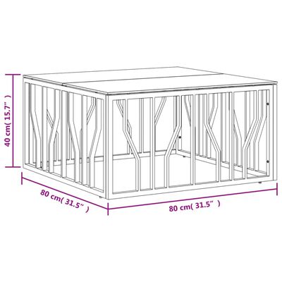 vidaXL Salontafel 80x80x40 cm roestvrij staal en glas zilverkleurig