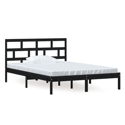 vidaXL Bedframe massief grenenhout zwart 140x200 cm