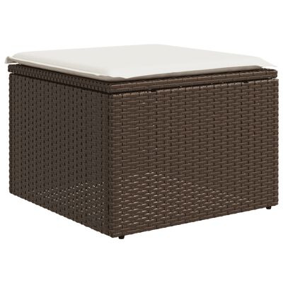 vidaXL 3-delige Loungeset met kussens poly rattan bruin