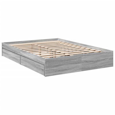 vidaXL Bedframe met lades bewerkt hout grijs sonoma eiken 140x190 cm