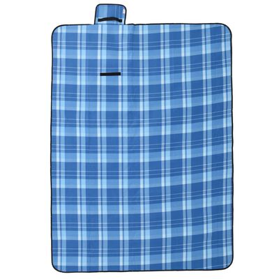 vidaXL Picknickkleed opvouwbaar geruit 200x150 cm fluweel blauw