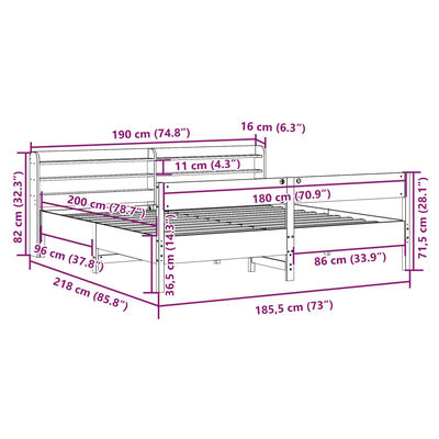 vidaXL Bedframe zonder matras massief grenenhout wit 180x200 cm