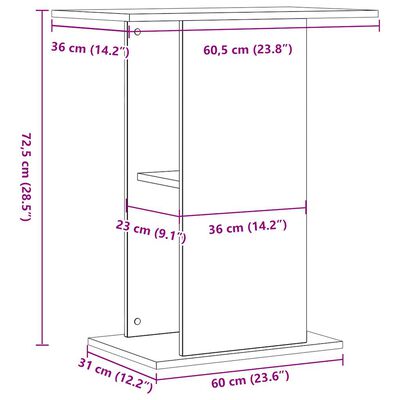 vidaXL Aquariumstandaard 36x60,5x72,5 cm bewerkt hout artisanaal eiken