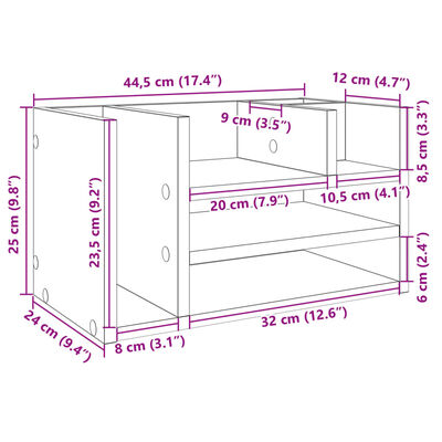 vidaXL Bureau organiser 44,5x24x25 cm bewerkt hout zwart