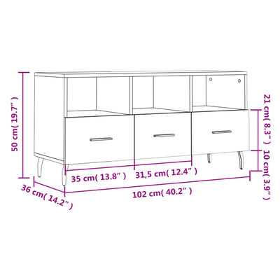 vidaXL Tv-meubel 102x36x50 cm bewerkt hout betongrijs