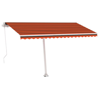 vidaXL Luifel handmatig uittrekbaar met LED 450x350 cm oranje en bruin