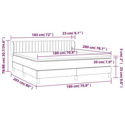 vidaXL Boxspring met matras fluweel lichtgrijs 180x200 cm