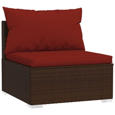 vidaXL 10-delige Loungeset met kussens poly rattan bruin