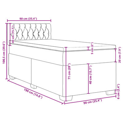 vidaXL Boxspring met matras fluweel blauw 90x190 cm