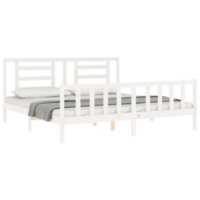 vidaXL Bedframe met hoofdbord massief hout wit