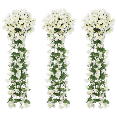 vidaXL Kerstslingers met bloemen 3 st 85 cm wit