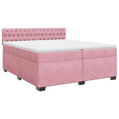 vidaXL Boxspring met matras fluweel roze 200x200 cm