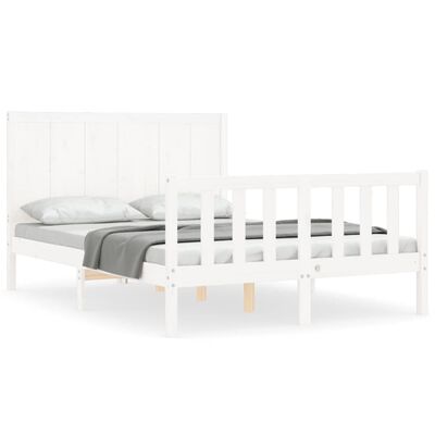 vidaXL Bedframe zonder matras massief grenenhout wit 140x190 cm