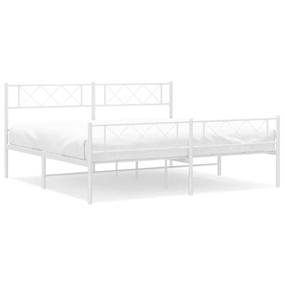 vidaXL Bedframe met hoofd- en voeteneinde metaal wit 200x200 cm