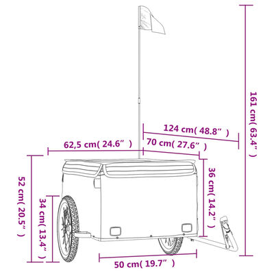 vidaXL Fietstrailer 45 kg ijzer zwart