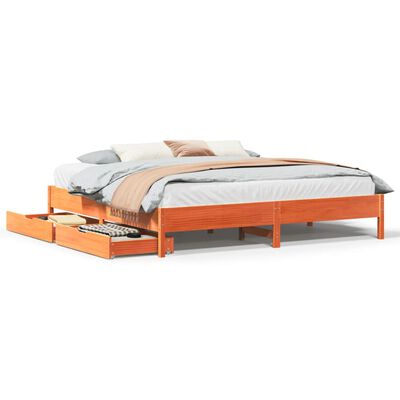 vidaXL Bedframe zonder matras massief grenenhout wasbruin 200x200 cm