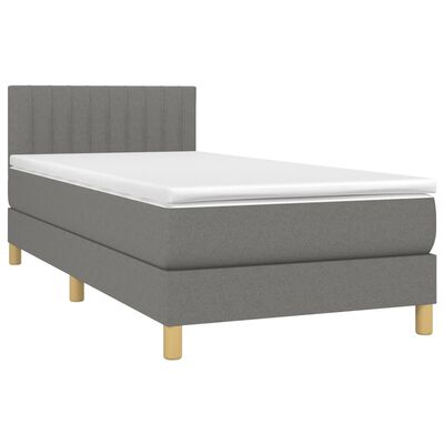 vidaXL Boxspring met matras en LED stof donkergrijs 90x190 cm