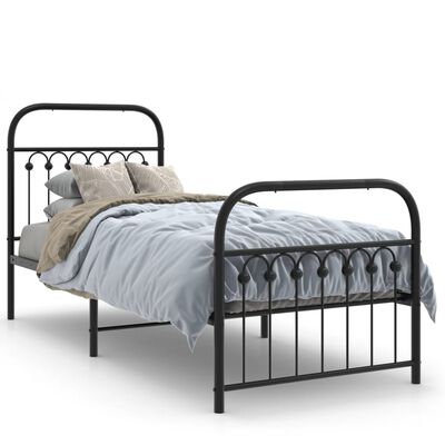 vidaXL Bedframe met hoofd- en voeteneinde metaal zwart 80x200 cm