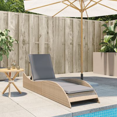 vidaXL Ligbed met kussen 60x205x73 cm poly rattan beige