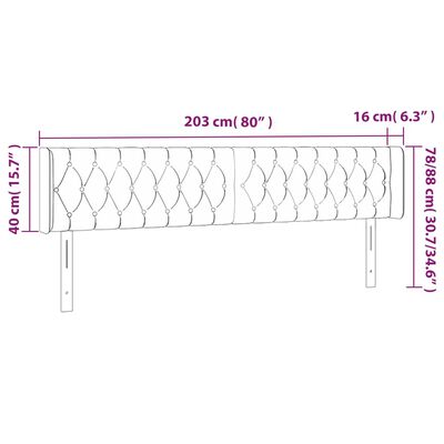 vidaXL Hoofdbord LED 203x16x78/88 cm stof donkerbruin